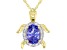 Blue Tanzanite 10k Yellow Gold Turtle Pendant With Chain 1.25ctw