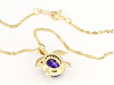 Blue Tanzanite 10k Yellow Gold Turtle Pendant With Chain 1.25ctw