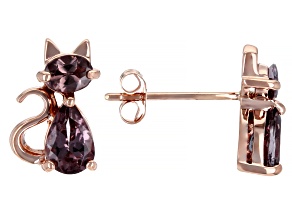 Oval And Pear Color Change Garnet 10k Rose Gold Cat Earrings 1.28ctw