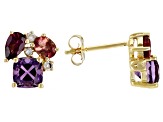 Pink Tourmaline 10k Yellow Gold Earrings 2.07ctw