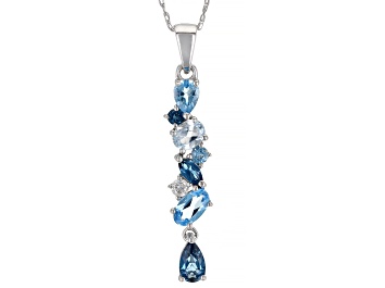 Picture of London Blue Topaz Rhodium Over 10k White Gold Pendant With Chain .95ctw