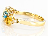 Multi-Gemstone 10k Yellow Gold Ring .96ctw