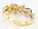Multi-Gemstone 10k Yellow Gold Ring .96ctw