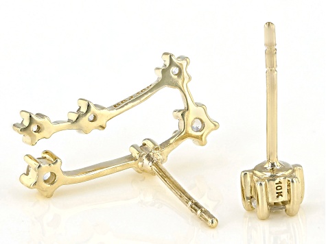 White Zircon 10k Yellow Gold "Gemini" Stud Earrings 0.29ctw