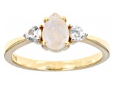 Multi Color Rainbow Moonstone 10k Yellow Gold Ring 0.18ctw