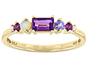 Purple African Amethyst 10k Yellow Gold Ring 0.45ctw