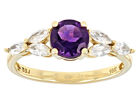 Purple African Amethyst 10k Yellow Gold Ring 1.22ctw