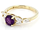 Purple African Amethyst 10k Yellow Gold Ring 1.22ctw