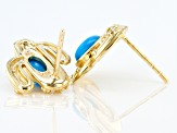 Blue Sleeping Beauty Turquoise 10k Yellow Gold Cactus Earrings