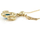 Blue Sleeping Beauty Turquoise 10k Yellow Gold Cactus Pendant With Chain