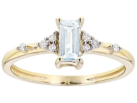 Blue Aquamarine 10k Yellow Gold Ring 0.36ctw