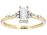 Blue Aquamarine 10k Yellow Gold Ring 0.36ctw