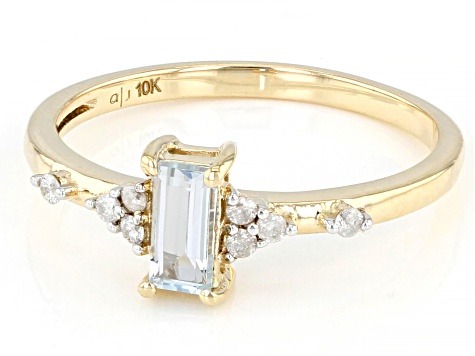 Blue Aquamarine 10k Yellow Gold Ring 0.36ctw