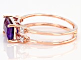 Amethyst With White Diamond 10k Rose Gold Ring 1.14ctw
