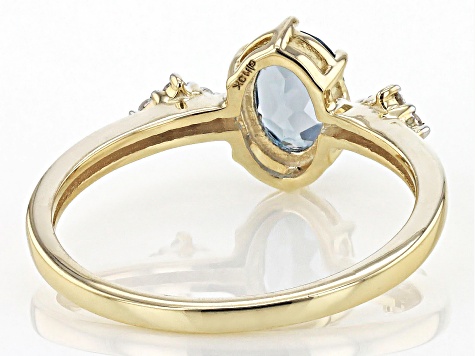 4.40 Ct. London Blue Topaz White Topaz 14K Yellow Gold Statement Ring