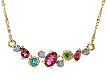 Picture of Multi-Stone 10K Yellow Gold Necklace With 18" Chain 0.75ctw