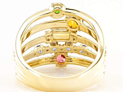 Multi Gemstone 10k Yellow Gold Ring 0.96ctw