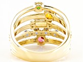 Multi Gemstone 10k Yellow Gold Ring 0.96ctw