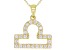 Round White Zircon "Libra" 10k Yellow Gold Pendant With Chain 0.41ctw