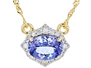 Blue Tanzanite 10K Yellow Gold Necklace 0.73ctw