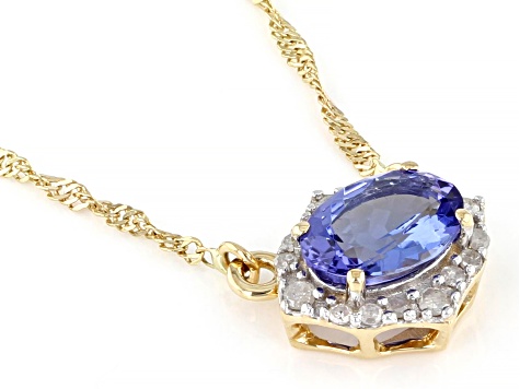 Blue Tanzanite 10K Yellow Gold Necklace 0.73ctw