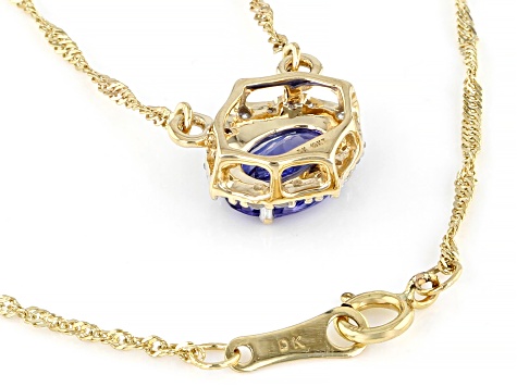 Blue Tanzanite 10K Yellow Gold Necklace 0.73ctw