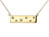 Round White Zircon 10K Yellow Gold Bar Necklace 0.06ctw