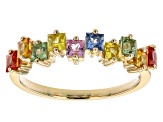 Multi Color Sapphire 10k Yellow Gold Ring 1.10ctw