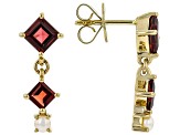 Red Vermelho Garnet(TM) 10k Yellow Gold Drop Earrings 2.05ctw