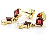 Red Vermelho Garnet(TM) 10k Yellow Gold Drop Earrings 2.05ctw