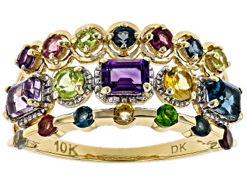 Picture of Multi Color Multi Gem 10k Yellow Gold Band Ring 1.34ctw