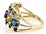 Multi Color Multi Gem 10k Yellow Gold Band Ring 1.34ctw