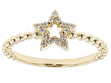 Picture of White Zircon 10k Yellow Gold Star Ring 0.10ctw