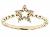 White Zircon 10k Yellow Gold Star Ring 0.10ctw