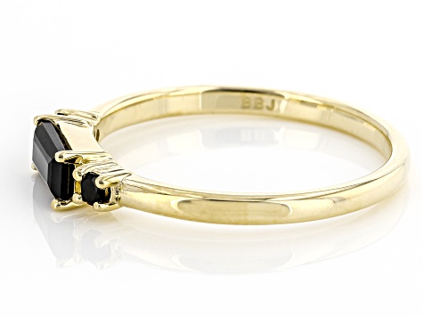 Black Spinel 10k Yellow Gold Band Ring 0.39ctw