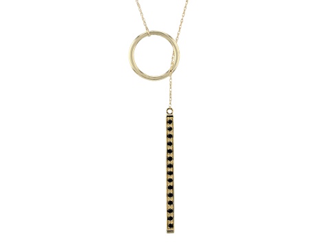 Black Spinel 10k Yellow Gold Lariat Necklace 0.17ctw