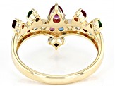 Multi-Color Multi-Gemstone 10k Yellow Gold Ring 0.91ctw