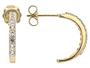 White Zircon 10k Yellow Gold J-Hoop Earrings 0.75ctw