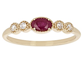 Red Mahaleo(R) Ruby And White Zircon 10k Yellow Gold Band Ring 0.40ctw