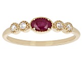 Red Mahaleo® Ruby And White Zircon 10k Yellow Gold Band Ring 0.40ctw
