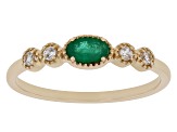 Green Emerald 10k Yellow Gold Band Ring 0.31ctw