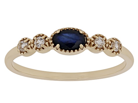 Blue Sapphire 10k Yellow Gold Band Ring 0.39ctw