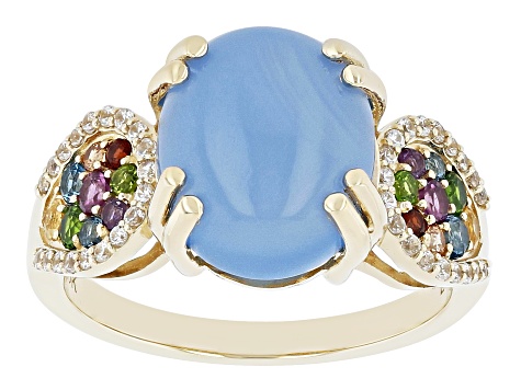 Blue Chalcedony 10k Yellow Gold Ring 0.80ctw