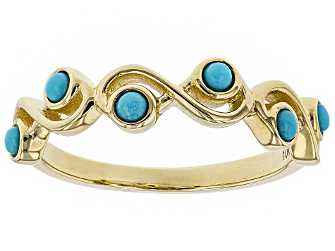 Blue Sleeping Beauty Turquoise 10k Yellow Gold Ring