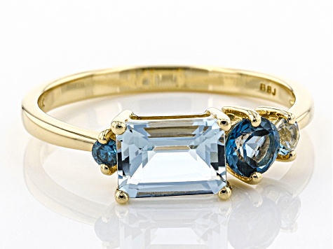 Blue Aquamarine 14k Yellow Gold Ring 1.07ctw