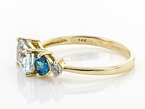 Blue Aquamarine 14k Yellow Gold Ring 1.07ctw