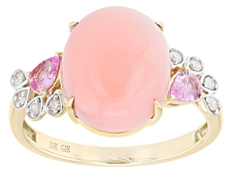 Pink Opal 10k Yellow Gold Ring 0.29ctw