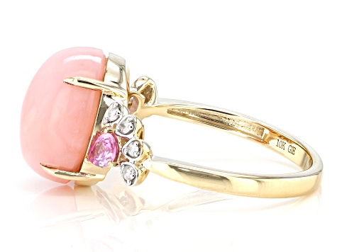 Pink Opal 10k Yellow Gold Ring 0.29ctw