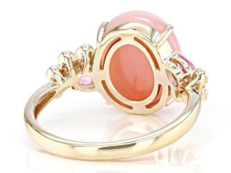 Pink Opal 10k Yellow Gold Ring 0.29ctw