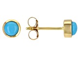 Blue Sleeping Beauty Turquoise 10k Yellow Gold Stud Earrings